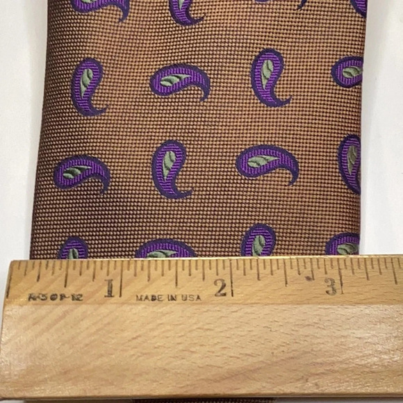 Vintage Miller Brothers Ltd. Rust & Purple Paisley Print 100% Silk Tie - Picture 2 of 4